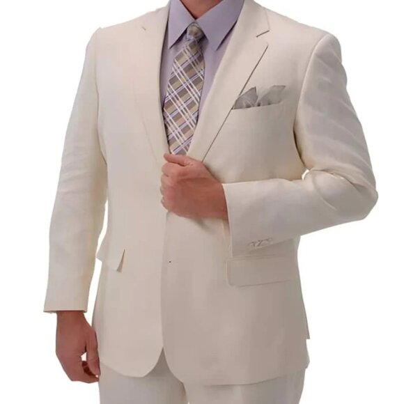 Linen Suit - Mens Summer Suits Ivory Linen Color - Beach Wedding - Picture 1 of 2